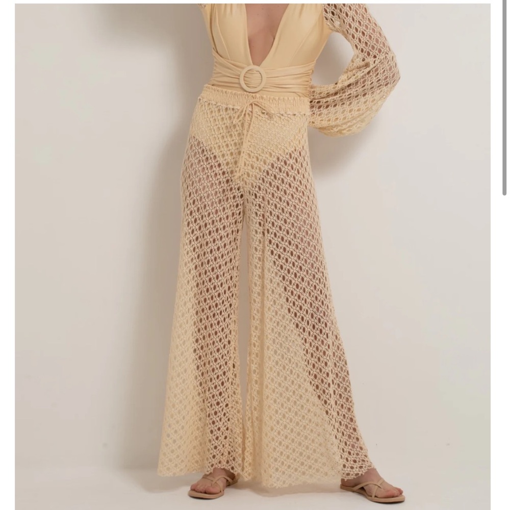 NWT PatBo Monstera Netted Beach Pant in Sand
